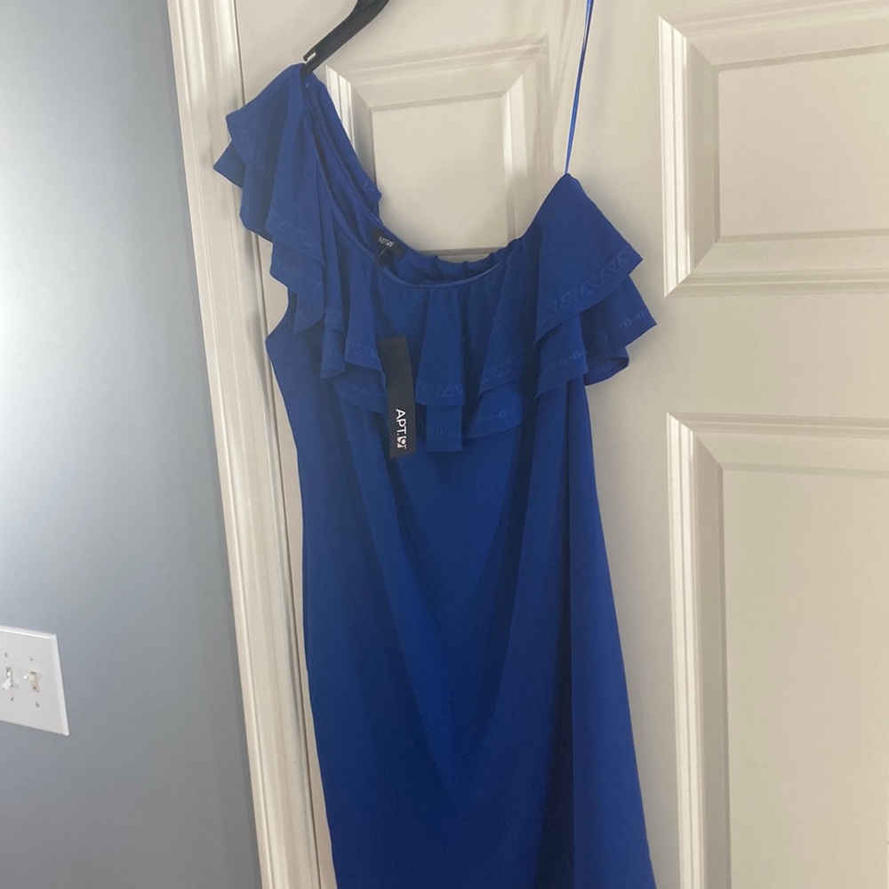 One shoulder blue dress. Apt. 9, NWT, size m